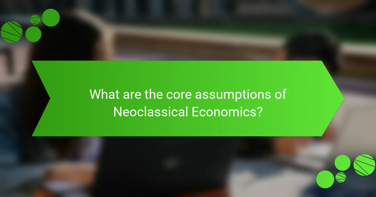 What are the core assumptions of Neoclassical Economics?